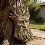 Tree Face Garden Statues Outdoor Decoration Clearance, Whimsical Old Man Tree Faces for Fence Hugger Sculpture, Wallmount Statue Fairy Art with Mushroom, Patio Home Hanging Decor, 6.9" x 2.8" x 9.8" - Image 4