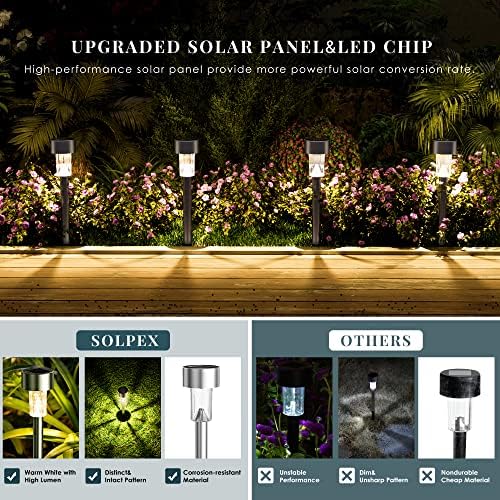 SOLPEX 16 Pack Solar Lights Outdoor, Stainless Steel Solar Pathway Lights - Image 5