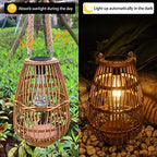 Rattan Solar Lantern, Large Outdoor Waterproof Hanging/Tabletop - Image 2