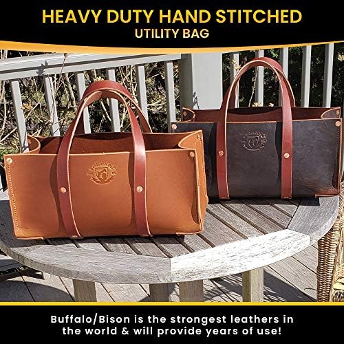 Woodman's Pal Buffalo Leather Tote Tool Bag For Hand Tools, Gardening, Outdoorsmen, Heavy Duty Premium Storage Leather Organizer (Golden Brown) - Image 3