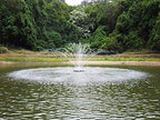 FS02 110V, 1/2 HP, Large Pond Floating Fountain with LED RGB Lights, Oil Free Pump 9000 GPH with 100’ Cord, Two Spray Patterns Included by HQUA