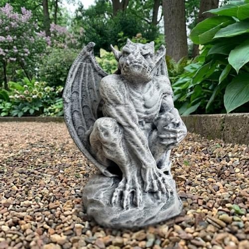 OLOMA Medieval Gargoyle Concrete Garden Statue Handmade Outdoor Gothic Beast Decor Cement Guardian Fantasy Creature Sculpture Yard Ornament Lawn Patio Porch Decor Garden Accent Gift - Image 7