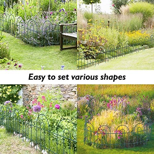 AMAGABELI 25 Panels 24in(H)×35ft(L) Decorative Garden Fence No Dig Rustproof Metal Pre-Linking Fence Panels Garden Edging Border Animal Barrier Fencing for Flower Beds Yard Patio Outdoor Decor Green - Image 6
