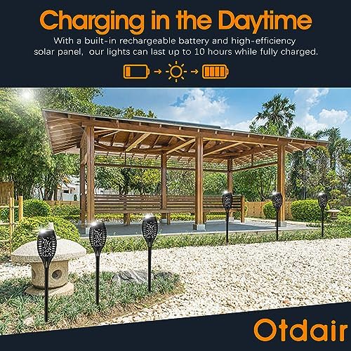 Otdair Christmas Decorations Outdoor 12 Pack, Waterproof Solar Christmas Lights Outdoor with Purple Flame for Christmas Decor, Torch Christmas Lights for Yard, Pathway, Lawn, Patio, Garden, Party - Image 4