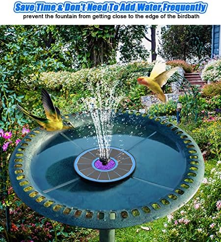 SZMP Solar Fountain Upgraded 100% Glass Panel & Solar Fountain 3.5W Bird Bath Fountains with Flower 2023 Upgraded Glass Panel (Blue) - Image 7
