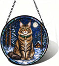 Stained Glass Window Hanging Maine Coon Suncatcher Gifts for Him 9.8" by Unknown