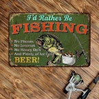 Fishing Sign - I'd Rather Be Fishing - Fishing Décor For Home Cabin Décor Wall Art Garage Décor Lake House Funny Fishing Signs Man Cave Rustic Fishing 108122001109 - Image 3