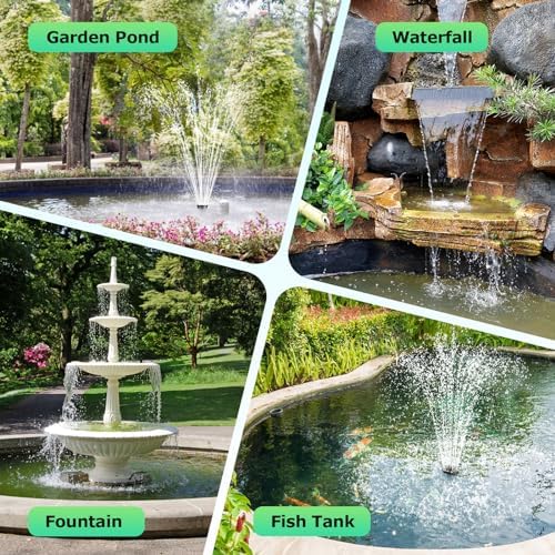 POPOSOAP 35W Solar Fountain Pump, 420GPH Solar Pond Pump with Dry-Run Protection, Solar Powered Water Pump with PVC Tubing, 17Ft Cord for Ponds, Garden, Hydroponics, Waterfall - Image 6