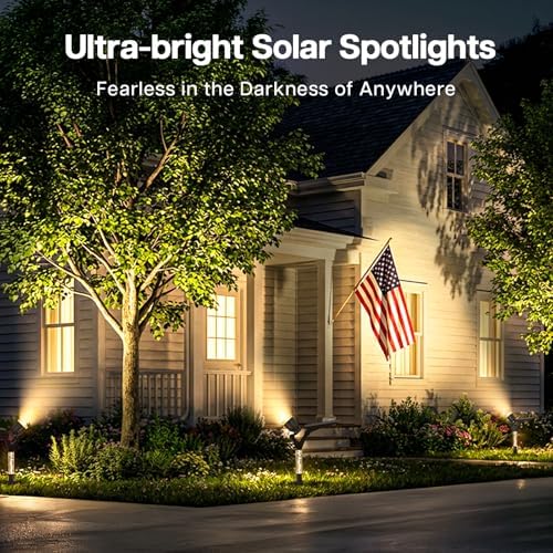 Solar Spot Lights Outdoor Waterproof Spotlights, Warm White 4 Pack - Image 2