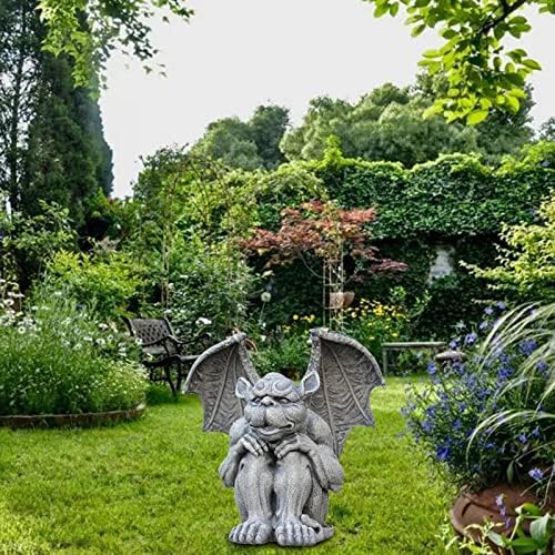 Gargoyle Gothic Statue, Polyresin Yard Flower Decor Sculpture, Indoor Outdoor Office Lawn Desktop Decorations (Squat) - Image 6