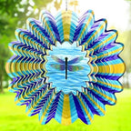 Animated Dragonfly Wind Spinner, 12inch Kinetic Metal Garden Decor by Eiryhope