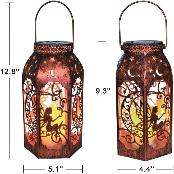 Solar Lanterns Outdoor Waterproof Fairy LED Metal Lantern Candle Glow - Image 6