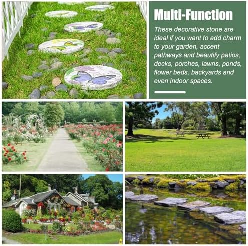 Kunovo 3pcs Garden Décor Stepping Stone, Dimensional Round Walkway Path Stones with Butterflies, Animals or Birds Print, Fun Cute Yard Lawn Step Stone (Size : Butterflies), 58741 - Image 7