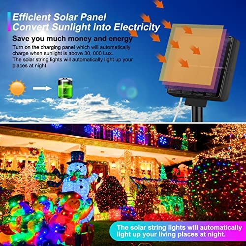 Brightever 4-Pack Solar String Lights Outdoor 288FT, Each 72FT 200 LED Solar Fairy Lights Waterproof, 8 Modes RGB Twinkle Lights for Christmas, Halloween, Party, Wedding Decorations(Multicolored) - Image 4
