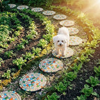 Outdoor Circular Mosaic Anti Slip Stepping Stones, Beige 12“ - Image 3
