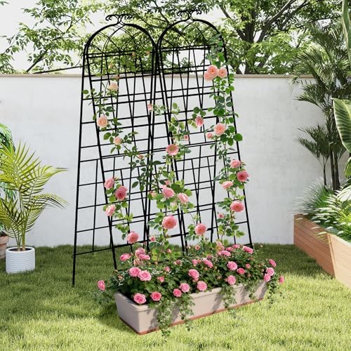 LZRS 82.7 x 80in Rustic Iron Arch Decoration Garden Trellis with Black Metal Coating – Perfect for Supporting Climbing Plants Outdoor, Roses, Vines, Flowers, and Vegetables. - Image 6