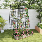 LZRS 82.7 x 80in Rustic Iron Arch Decoration Garden Trellis with Black Metal Coating – Perfect for Supporting Climbing Plants Outdoor, Roses, Vines, Flowers, and Vegetables. - Image 6