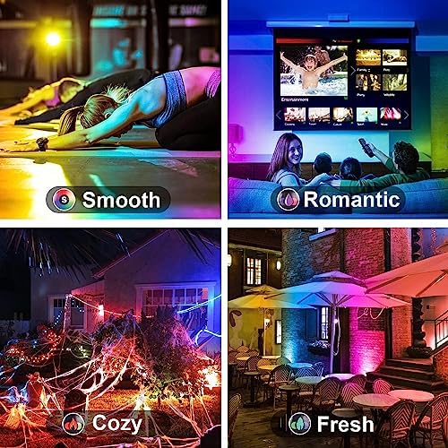 LED Flood Light Outdoor RGB Stage Lights Color Changing 500W Equivalent 2700k Warm White 5000LM(Remote Control, 120 Colors Strobe, Dimmable, Timing, US 3-Plug) Wall Wash Landscape Spotlight 2 Pack - Image 4