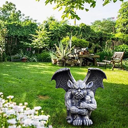 Gargoyle Gothic Statue, Polyresin Yard Flower Decor Sculpture, Indoor Outdoor Office Lawn Desktop Decorations (Hug Knees) - Image 5