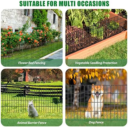 10 Pack Garden Fence Animal Barrier Fencing 1.44 inch Spacing Total 10.8ft (L) x 24in High Rustproof Metal Wire Yard Blocker Dog Fences Border for Outdoor Flower Bed Landscape Fencing Decor Black - Image 6