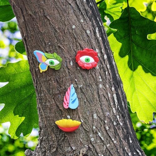 Whimsical Tree Face Garden Decor Set, Resin Tree Hugger Ornament, Outdoor Yard Patio Wall Art Decoration - Image 5