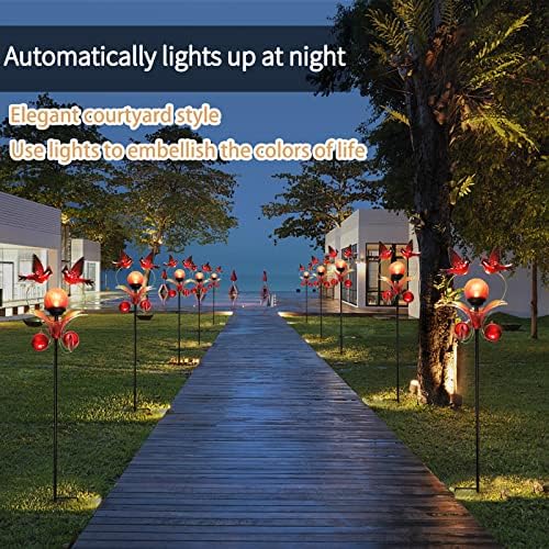 Decorative Solar Outdoor Light, Cardinal Glass Globe Stake For Lawn Yard - Image 3