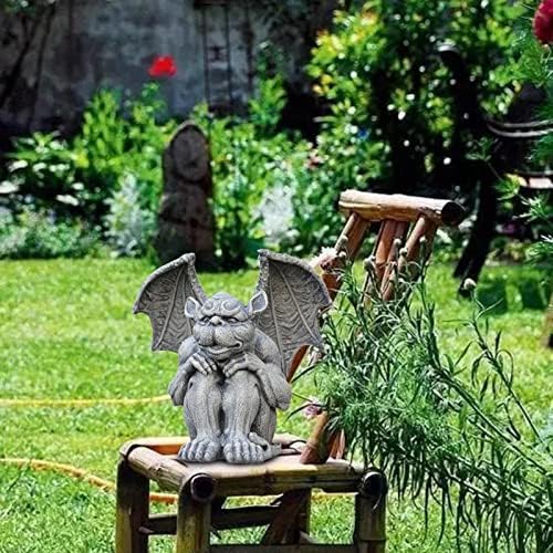 Gargoyle Gothic Statue, Polyresin Yard Flower Decor Sculpture, Indoor Outdoor Office Lawn Desktop Decorations (Squat) - Image 3