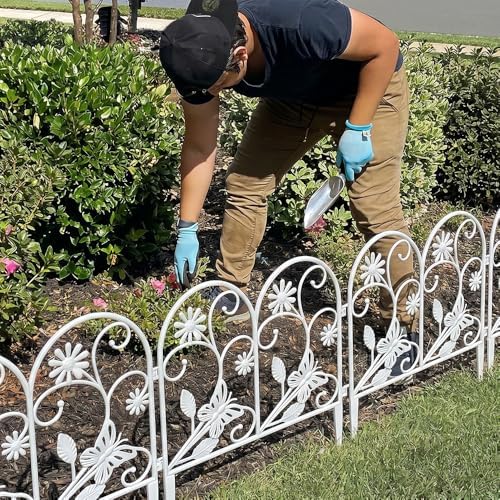 Ouliget Plastic Decorative Garden Fence,Vintage Grass Lawn Flower Beds Landscaping Edging Borders,Lightweight Outdoor Path Fence (White Butterfly 21.5 Inches) - Image 6