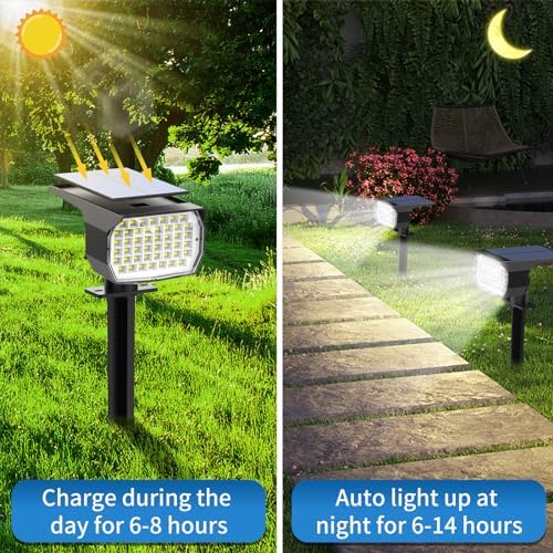 Tadyreal Solar Spot Lights Outdoor 10 Pack, [46 LED/3 Modes] Solar Landscape Spotlights Waterproof, 2-in-1 Auto On/Off Solar Powered Lights for Outside Yard Garden Wall Pathway(Cool White) - Image 3