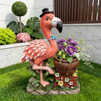 Garden Flamingo Statue Planter Pot by Viinecha