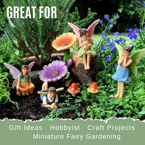 PRETMANNS Fairies for Fairy Garden Accessories Kit Outdoor, 7 Items - Image 4