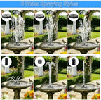 12W Solar Fountain Pump for Water Feature Outdoor DIY, Solar Water Fountain 132 GPH with 9.84FT Power Cable, 6 Spray Nozzles, 3.28FT DIY Tubing for Garden, Pond, Bird Bath - Image 3