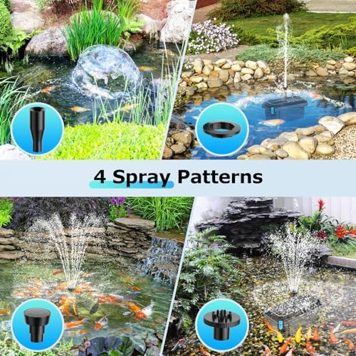 POPOSOAP Solar Pond Filter with Fountain Pump, 20W Solar Powered Water Pump and Pond Filters for Outdoor Ponds Fish Tank Garden Pool Water Feature Waterfall - Image 6