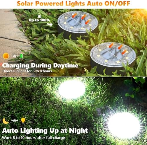 Joomer 16 Pack 3.4inch Solar Ground Lights Outdoor Waterproof, White - Image 2
