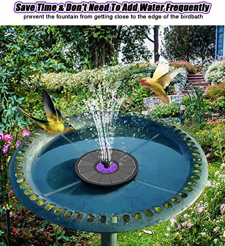 SZMP Solar Fountain Upgraded 100% Glass Panel & Solar Fountain 3.5W Bird Bath Fountains with Flower 2023 Upgraded Glass Panel (Black) - Image 7
