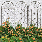 4 Pack Metal Garden Trellis 86.7" Tall Outdoor Climbing Plant Support for Roses, Flowers, Rustproof Durable Brown Galvanized Tube, Lawn Garden Fence Decor Screen (4, Retro-86.7" H) - Image 3
