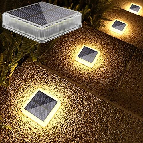 Lacasa 4 Pack Solar Deck Lights Outdoor Waterproof LED, Garden Step Lights Solar Powered Driveway Dock Marine, Dusk to Dawn Lighting for Yard Patio Pathway, Square, Warm White by Lacasa