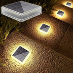 Lacasa 4 Pack Solar Deck Lights Outdoor Waterproof LED, Garden Step Lights Solar Powered Driveway Dock Marine, Dusk to Dawn Lighting for Yard Patio Pathway, Square, Warm White by Lacasa