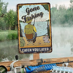 Fishing Décor Gone Fishing Catch You Later Fishing Signs For Home Lodge Décor Fish Décor Gifts For Men Fishing Poster Funny Signs Rustic Fishing Sign 108122001112 - Image 3