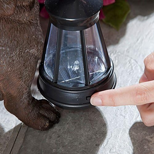 Bits and Pieces Dog Solar Powered Garden Lantern Statue, Resin - Image 5