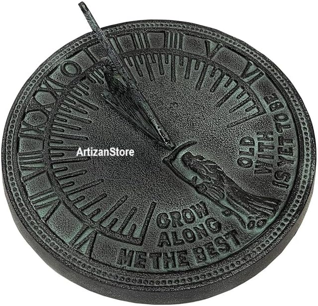 ARTIZANSTORE Cast Iron with Verdigris Finish,Sundial 8" inches Home and Office Decor for Gifts (Father Time Sundial) - Image 4