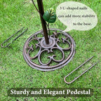 Metal Bird Baths for Outdoors, 44" Height Cast Iron Pedestal Bird Bath and Feeder, Vintage Sturdy Heavy Duty Birdbath Bowl, Tall Floral Accents Birdbaths for Garden Yard Patio Porch Decor - Image 4