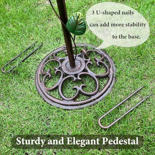 Metal Bird Baths for Outdoors, 44" Height Cast Iron Pedestal Bird Bath and Feeder, Vintage Sturdy Heavy Duty Birdbath Bowl, Tall Floral Accents Birdbaths for Garden Yard Patio Porch Decor - Image 4