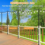 LETIANPAI 4 Pack String Light Poles,10 Ft Light Poles for Outside String Lights,Outdoor Lights Pole with Fork,Metal Poles Stand for Patio Deck Backyard - Image 6