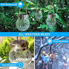 Hang Outdoor Solar Lights Waterproof, 2 Pack 30LED Cracked Glass Ball Decorative Lanterns, Solar Powered Landscape with Handle for Yard Patio Fence House Holiday Decor, Birthday Gift for Women - Image 4