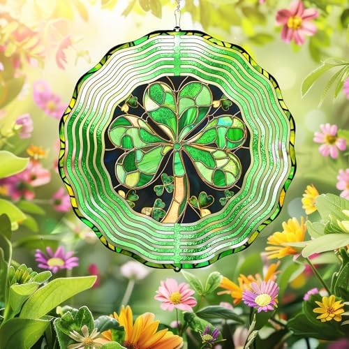 Shamrock Irish St. Patrick's Day Wind Spinner MLN3817WS, 12 inches - 3D Hanging Wind Spinners Outdoor, Yard, Garden Decor - Image 2