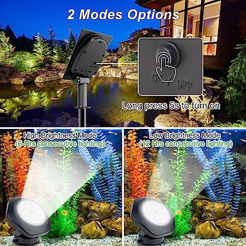 Solar Pond Lights, 18 LED Super Bright Underwater Spotlights LED Submersible Pond Light IP68 Waterproof Fountain Lights for Fish Aquarium Tank Garden Yard Pool Decor Cold White (3-in-1) - Image 3