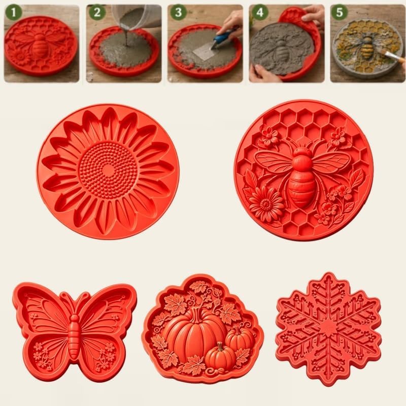 Reusable Sunflower Stepping Stone Mold, 15cm Sunflower Paver Mold (C) - Image 6