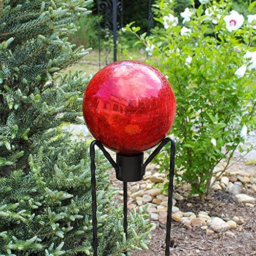 Achla Designs 10-Inch Crackle Gazing Globe Ball, Red - Image 2