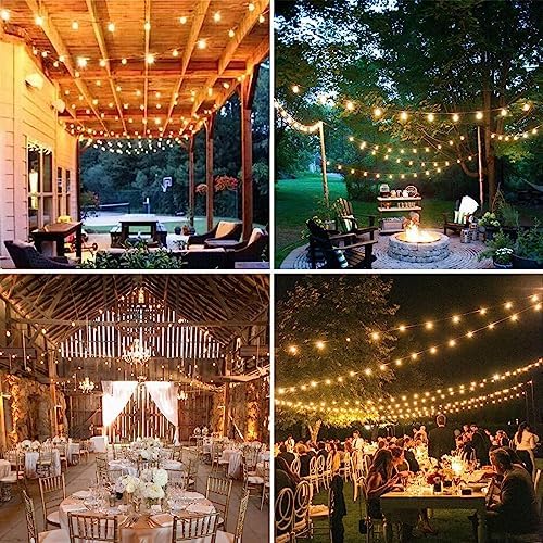 Achin Outdoor String Lights White 400FT(100ft*4) Patio Lights Outdoor Waterproof with 212 LED Bulbs(12 Spare) Shatterproof G40 Globe String Lights for Outside Wedding Backyard, White Wire, 2700K - Image 3